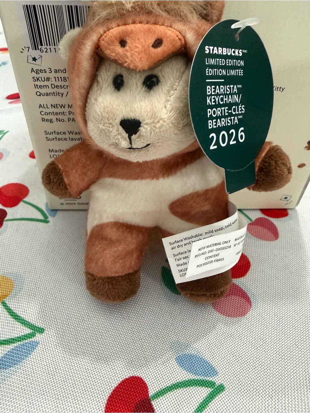 Starbucks Bearista Keychain Plush - Brown & Cream Teddy